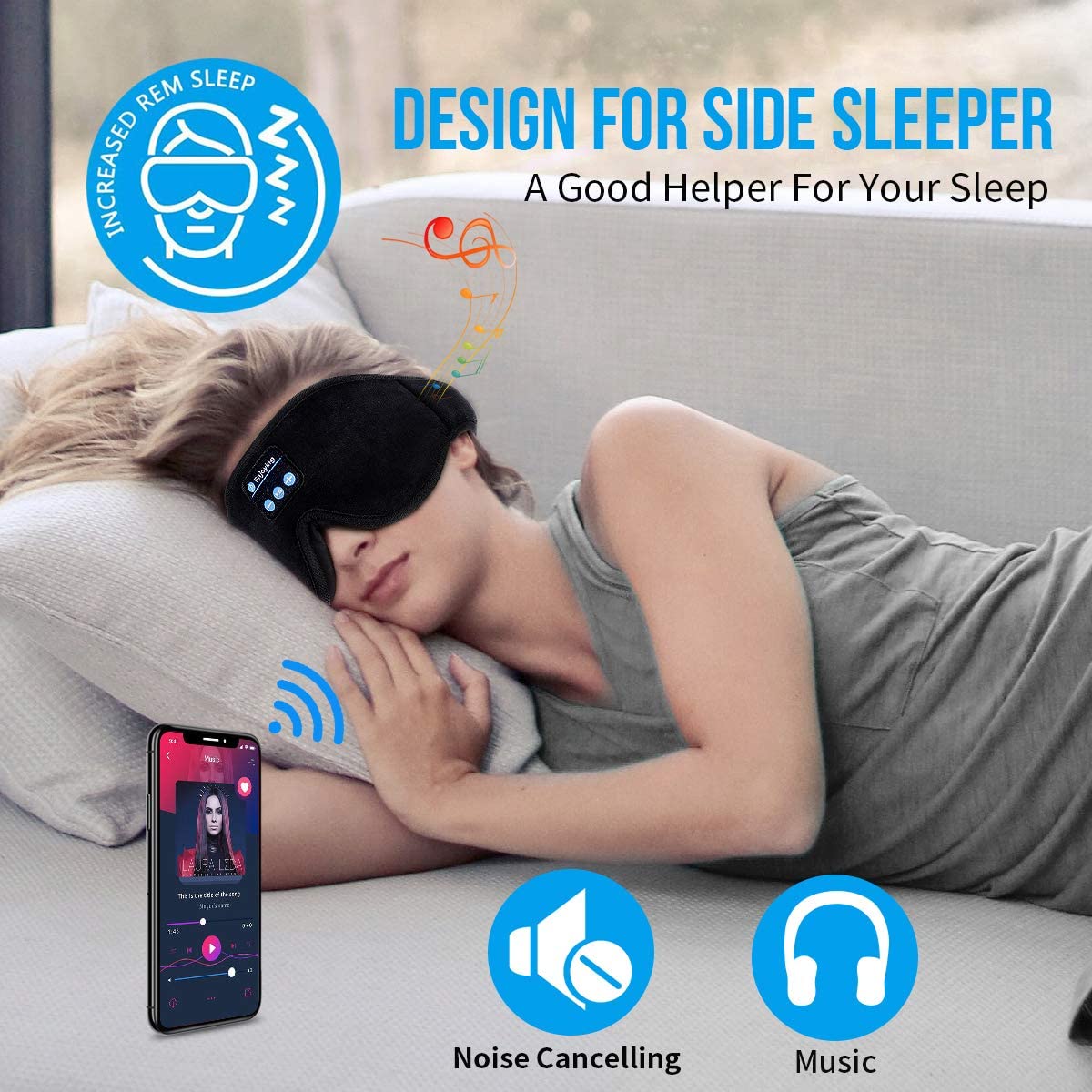 MUSICOZY Sleep Headphones Bluetooth Headband Breathable 3D Sleeping  Headphones, Wireless Music Eye Mask Sleep Earbuds for Side Sleepers Women  Office Air Travel Cool Tech Gadgets Unique Gifts 